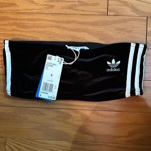 Adidas Black Bandeau with White Stripes